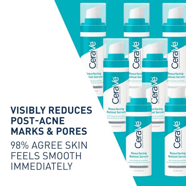 Cerave Resurfacing Retinol Serum For Post Acne Marks, Formulated With Licorice Root Extract & Niacinamide, Brightening Serum & Pore Minimizer For Face, Post Acne Skin Barrier Repair, Non-comedogenic – 30ml