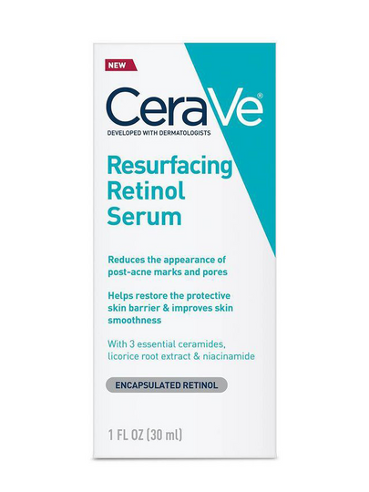 Cerave Resurfacing Retinol Serum For Post Acne Marks, Formulated With Licorice Root Extract & Niacinamide, Brightening Serum & Pore Minimizer For Face, Post Acne Skin Barrier Repair, Non-comedogenic – 30ml