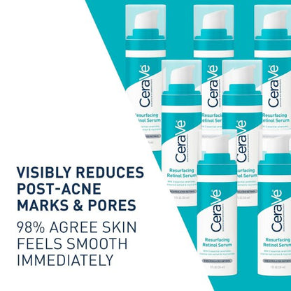 Cerave Resurfacing Retinol Serum For Post Acne Marks, Formulated With Licorice Root Extract & Niacinamide, Brightening Serum & Pore Minimizer For Face, Post Acne Skin Barrier Repair, Non-comedogenic – 30ml